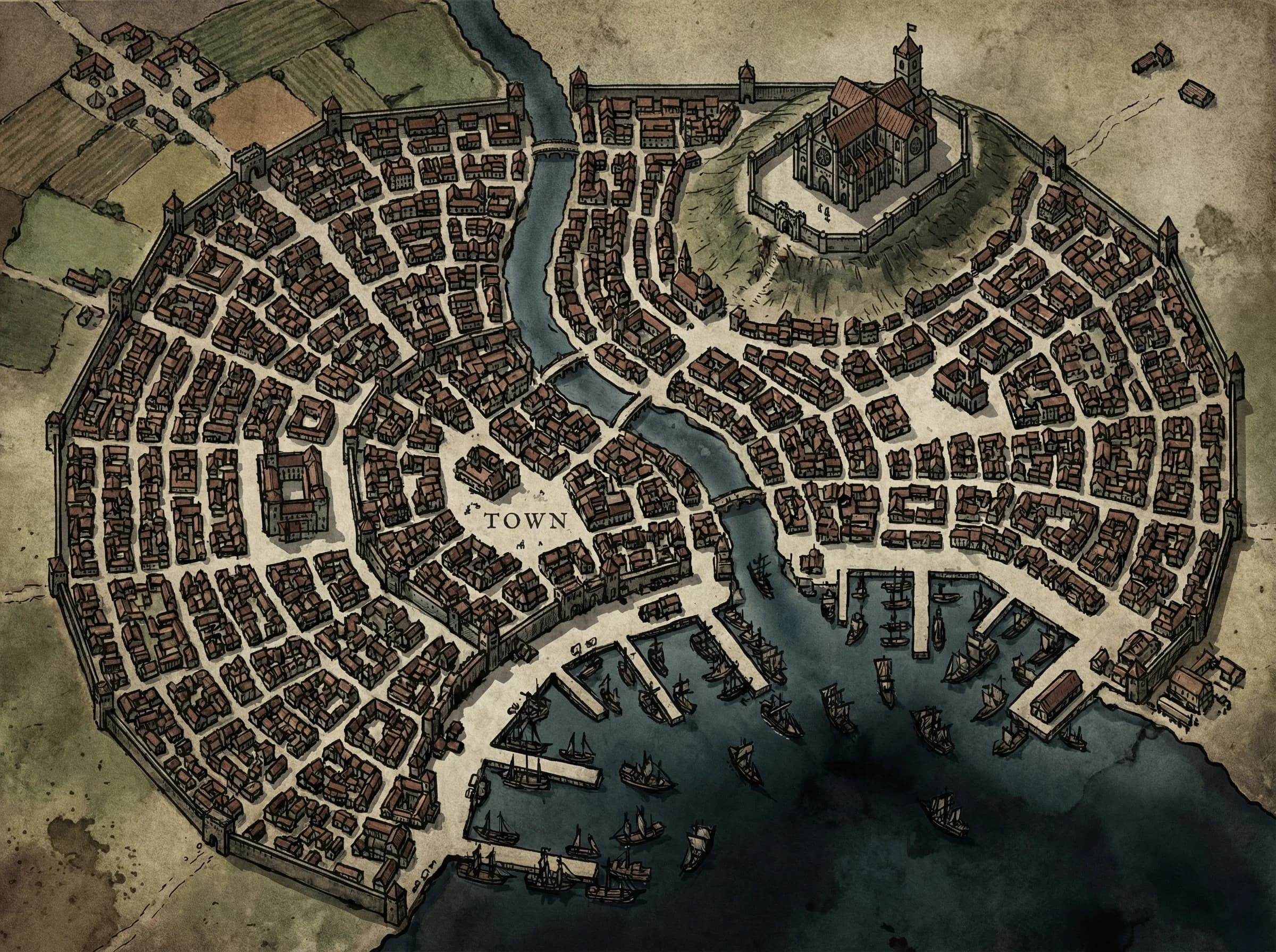 Watercolor Cities Map Example