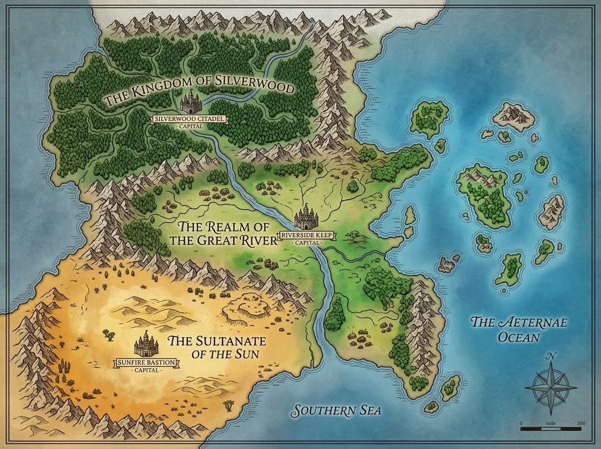 AI World Map Generator - Fantasy Continent Map